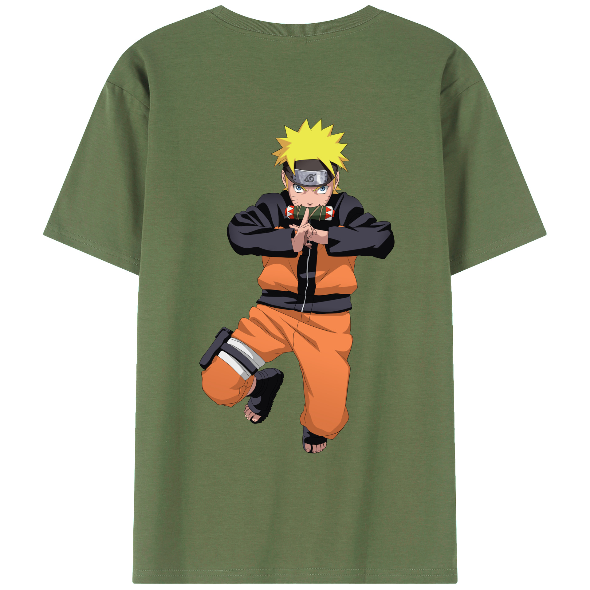 （画像用） NARUTO -ナルト- うずまき ナルト Uzumaki Naruto 綿100％ メンズ半袖Tシャツ（バックプリント） 通気性